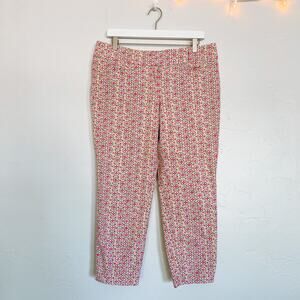 LOFT Marisa Fit Riviera Pant Cream and Pink Patterned size 8